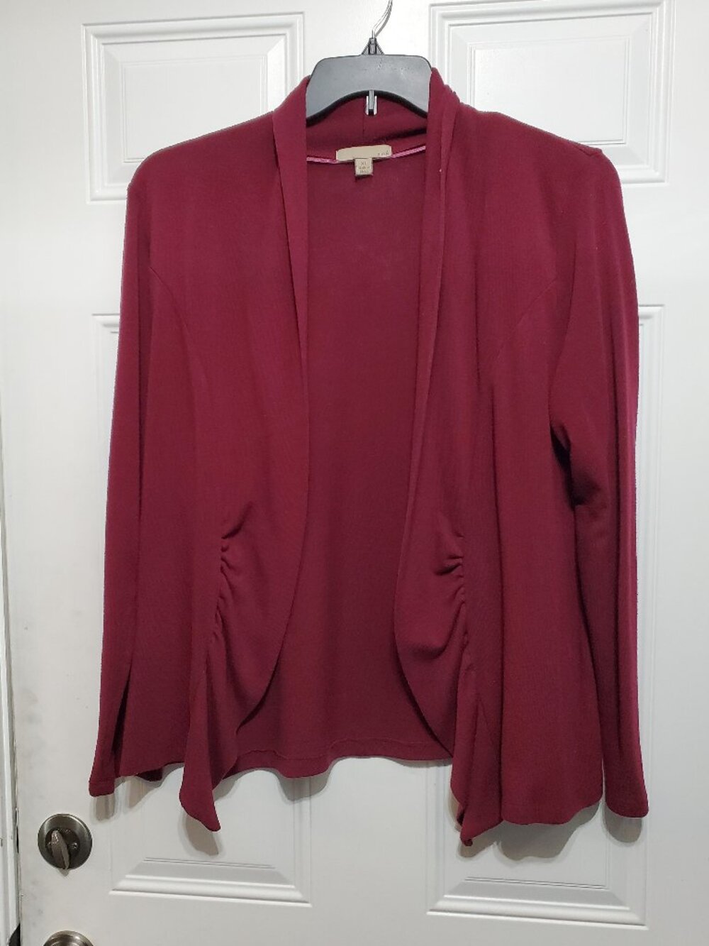 Maroon Ruched Open Front Cardigan OneA size XL